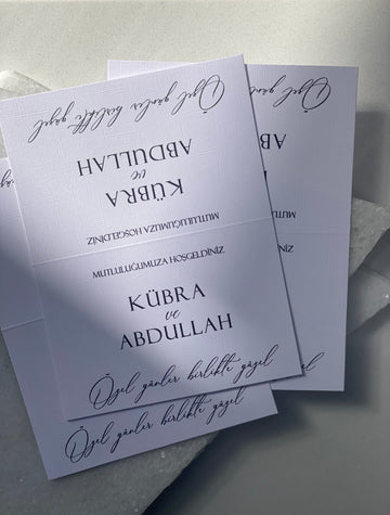 Tischkarte schwarz/weiß