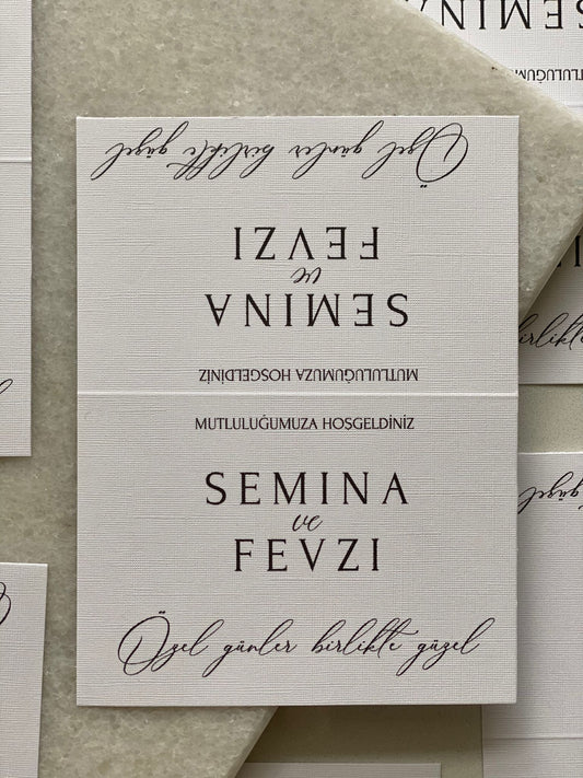 Tischkarte schwarz/weiß