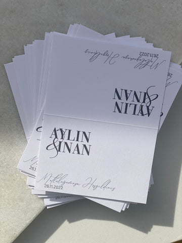 Tischkarte schwarz/weiß