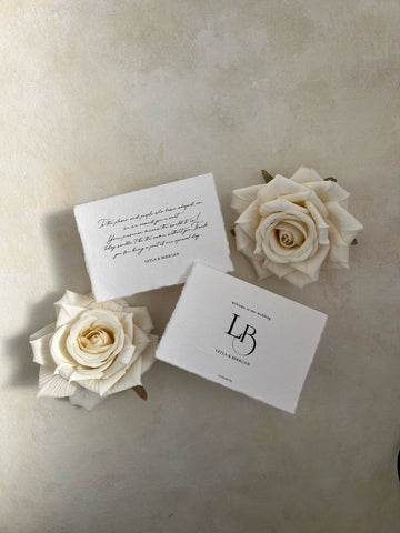 Tischkarte aus Baumwollpapier, Initials