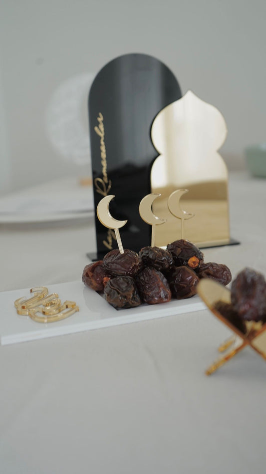 Dattelspieße mit Mondmotiv in gold, 6er Set